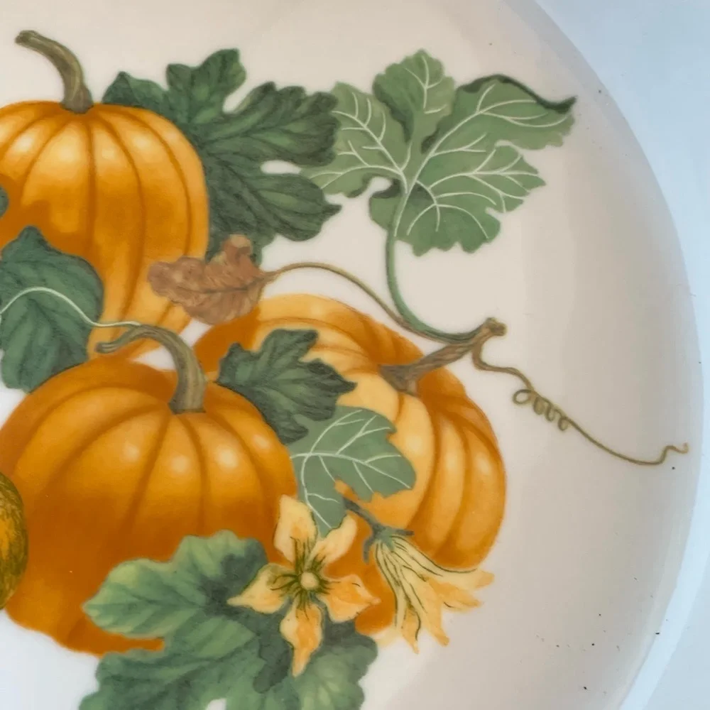 Vintage Porcelain Pie Plate Pumpkins Apilco France Fall Thanksgiving